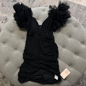 Black Dress with Ruffled Sleeves